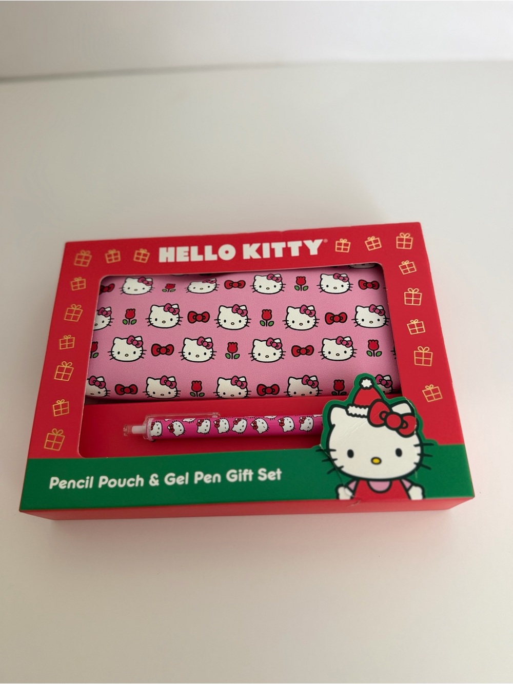 Hello Kitty Pink Pencil Pouch and Matching Gel Pen Set